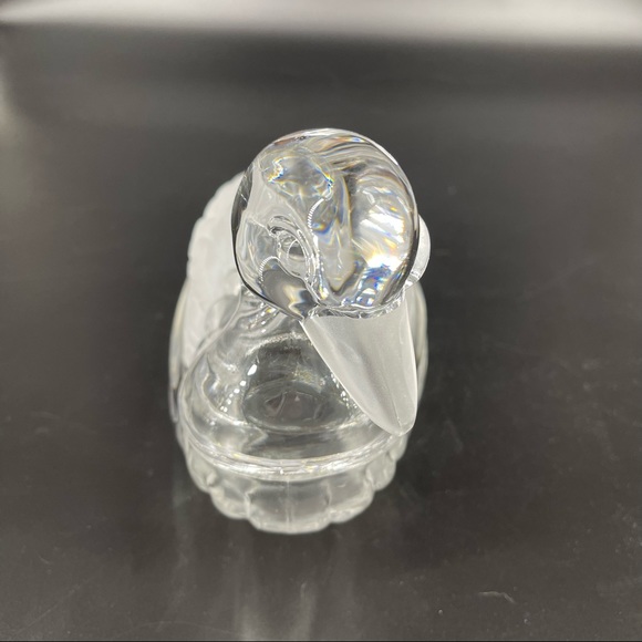 Vintage Clear Glass Duck Dish w/ Fitted Lid Clear & Frosted Heavy - Picture 9 of 11